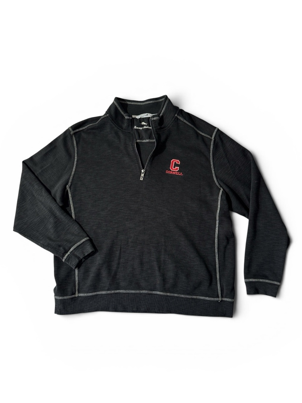 Tommy Bahama mens 2XL XXL black Cornell University 1/4 zip sweater EUC